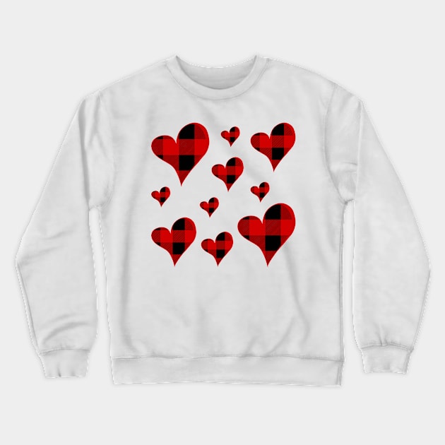 Buffalo Plaid Hearts Crewneck Sweatshirt by EdenLiving